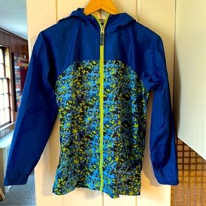 Lands' End Blue Camo Zip Front Nylon Jacket